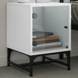 Bedside Cabinets with Glass Doors 2 pcs White 35x37x50 cm - Side View