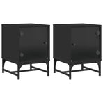 Bedside Cabinets with Glass Doors 2 pcs Black 35x37x50 cm