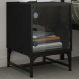Bedside Cabinets with Glass Doors 2 pcs Black 35x37x50 cm - Side View