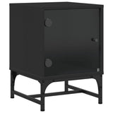 Bedside Cabinets with Glass Doors 2 pcs Black 35x37x50 cm - Top-Down View