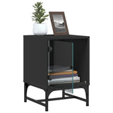Bedside Cabinets with Glass Doors 2 pcs Black 35x37x50 cm - Rear View
