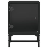 Bedside Cabinets with Glass Doors 2 pcs Black 35x37x50 cm - Close-Up Angle