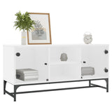 TV Cabinet with Glass Doors White 102x37x50 cm - Side View