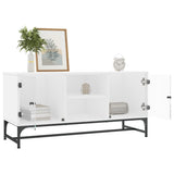 TV Cabinet with Glass Doors White 102x37x50 cm - Top-Down View