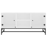 TV Cabinet with Glass Doors White 102x37x50 cm - 45-Degree Angle