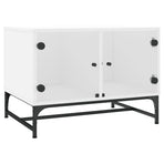 Coffee Table with Glass Doors White 68.5x50x50 cm