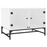 Coffee Table with Glass Doors White 68.5x50x50 cm - Front View