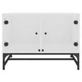 Coffee Table with Glass Doors White 68.5x50x50 cm