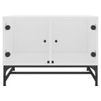 Coffee Table with Glass Doors White 68.5x50x50 cm