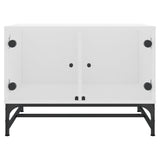 Coffee Table with Glass Doors White 68.5x50x50 cm - 45-Degree Angle