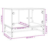 Coffee Table with Glass Doors White 68.5x50x50 cm