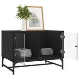 Coffee Table with Glass Doors Black 68.5x50x50 cm - Top-Down View