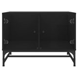 Coffee Table with Glass Doors Black 68.5x50x50 cm