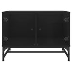 Coffee Table with Glass Doors Black 68.5x50x50 cm