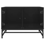 Coffee Table with Glass Doors Black 68.5x50x50 cm - 45-Degree Angle