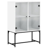 Side Cabinet with Glass Doors White 69x37x100 cm - Front View