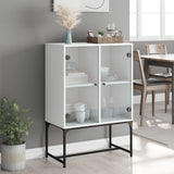 Side Cabinet with Glass Doors White 69x37x100 cm - Side View