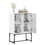 Side Cabinet with Glass Doors White 69x37x100 cm - 45-Degree Angle