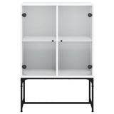 Side Cabinet with Glass Doors White 69x37x100 cm - Rear View