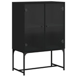 Side Cabinet with Glass Doors Black 69x37x100 cm - Front View