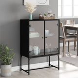 Side Cabinet with Glass Doors Black 69x37x100 cm - Side View