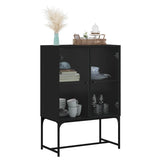Side Cabinet with Glass Doors Black 69x37x100 cm - Top-Down View