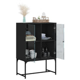 Side Cabinet with Glass Doors Black 69x37x100 cm - 45-Degree Angle