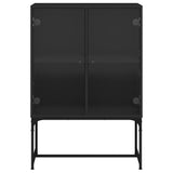 Side Cabinet with Glass Doors Black 69x37x100 cm - Rear View