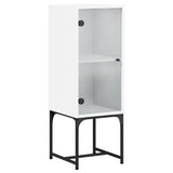 Side Cabinet with Glass Doors White 35x37x100 cm - Front View