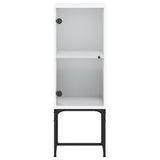 Side Cabinet with Glass Doors White 35x37x100 cm