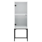 Side Cabinet with Glass Doors White 35x37x100 cm - Rear View