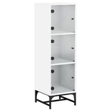 Highboard with Glass Doors White 35x37x120 cm - Front View