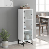Highboard with Glass Doors White 35x37x120 cm - Side View
