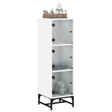 Highboard with Glass Doors White 35x37x120 cm - Top-Down View
