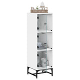 Highboard with Glass Doors White 35x37x120 cm - 45-Degree Angle