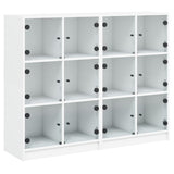Bookcase with Doors White 136x37x109 cm Engineered Wood - Front View