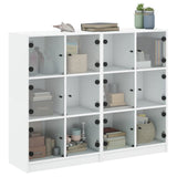 Bookcase with Doors White 136x37x109 cm Engineered Wood - 45-Degree Angle