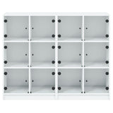 Bookcase with Doors White 136x37x109 cm Engineered Wood - Close-Up Angle