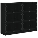 Bookcase with Doors Black 136x37x109 cm Engineered Wood
