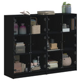 Bookcase with Doors Black 136x37x109 cm Engineered Wood - 45-Degree Angle