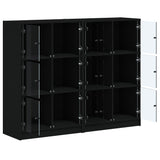 Bookcase with Doors Black 136x37x109 cm Engineered Wood