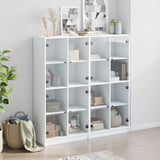 Bookcase with Doors White 136x37x142 cm Engineered Wood - Side View