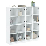 Bookcase with Doors White 136x37x142 cm Engineered Wood - 45-Degree Angle