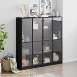Bookcase with Doors Black 136x37x142 cm Engineered Wood - Side View