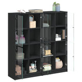 Bookcase with Doors Black 136x37x142 cm Engineered Wood - Top-Down View