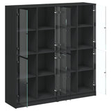 Bookcase with Doors Black 136x37x142 cm Engineered Wood - Rear View