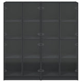 Bookcase with Doors Black 136x37x142 cm Engineered Wood - Close-Up Angle