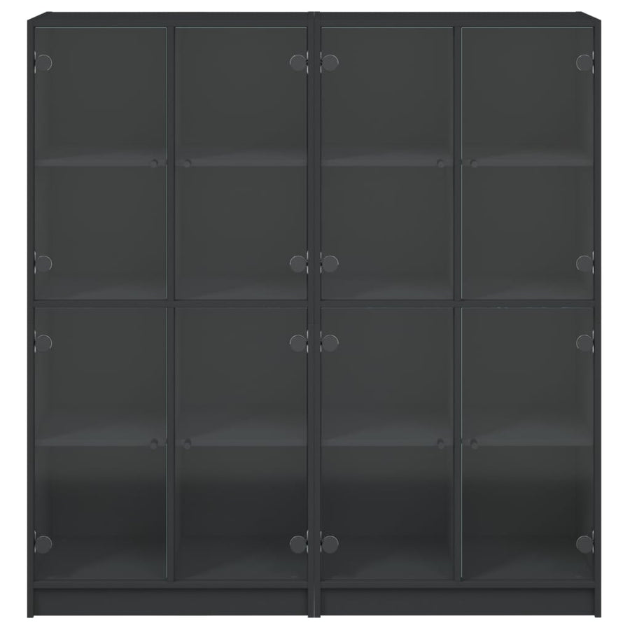 Bookcase with Doors Black 136x37x142 cm Engineered Wood