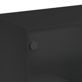 Bookcase with Doors Black 136x37x142 cm Engineered Wood - Extra Image