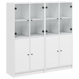 Bookcase with Doors White 136x37x142 cm Engineered Wood - Front View